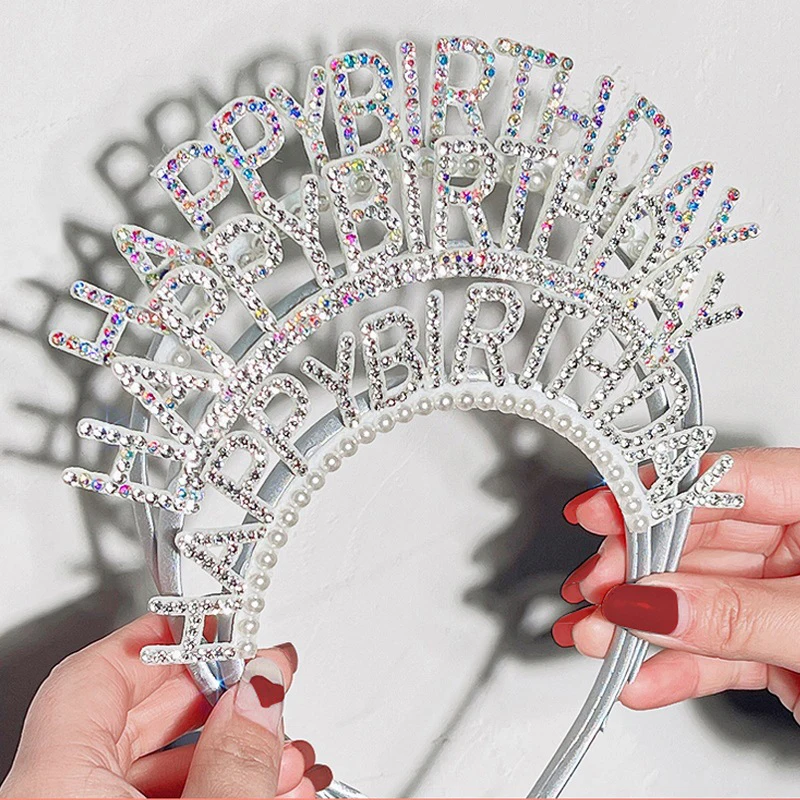 Diadema de aleación de Metal con diamantes de imitación para niña, Tiara para fiesta de cumpleaños, Aro para el pelo, corona de princesa, tocado para mujer