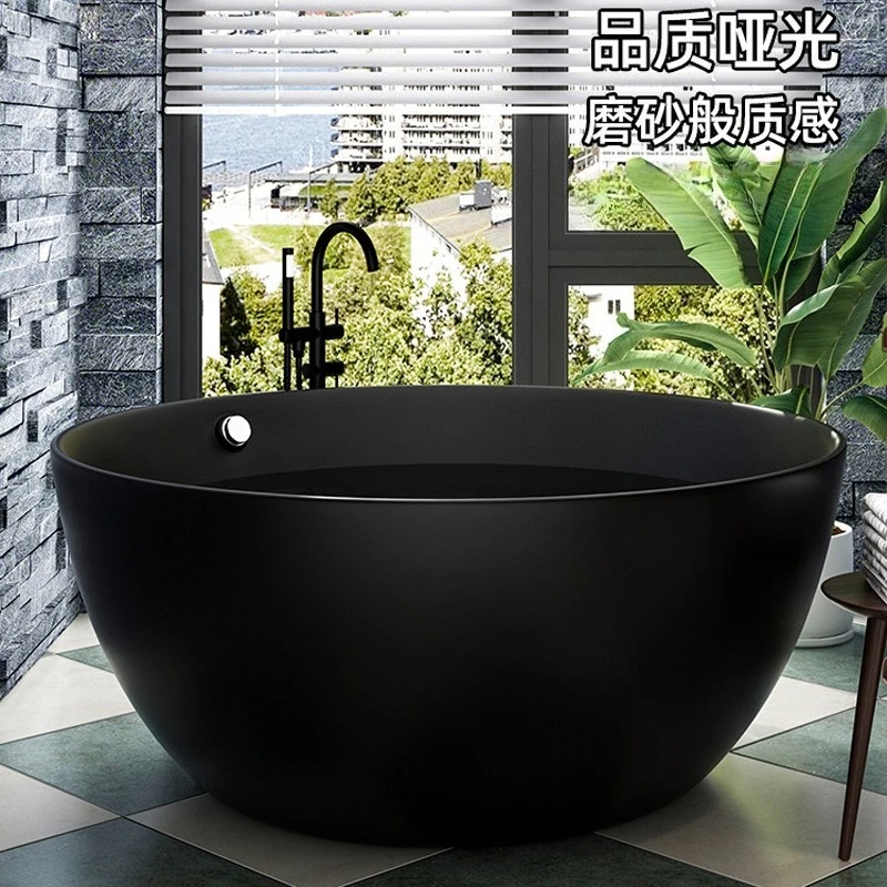 Round bathtub Family B & B Independent Japanese-style small apartment Double acrylic bathtub Non-artificial stone matte bathtub