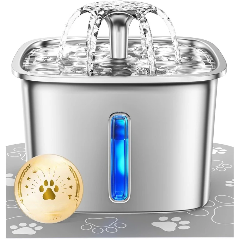 Innovation Award Winner Stainless Steel Cat Water Fountain, 95oz/2.8L Automatic Pet Fountain Dog Water Dispenser with