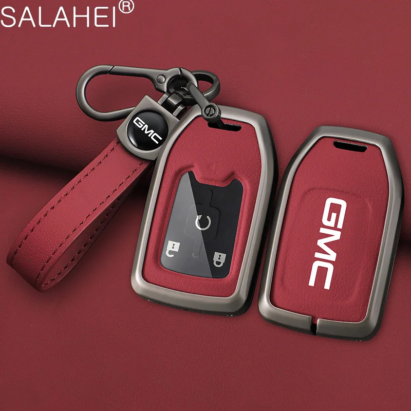 Leather Car Remote Key Case Cover Fob Protector Shell Bag For Chevrolet Suburban Silverado GMC Terrain Yukon Tahoe Sierra