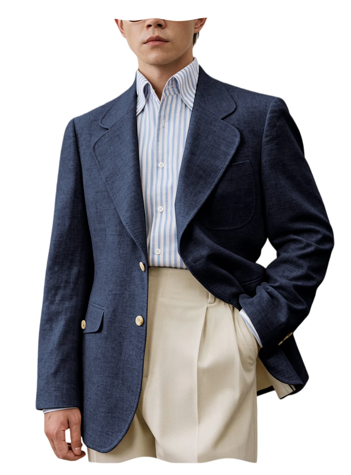 

Men Premium Linen Fabric Suit Jacket Breathable Slim Fit Formal Office Daily Travel Streetwear Blazer Casual Coat
