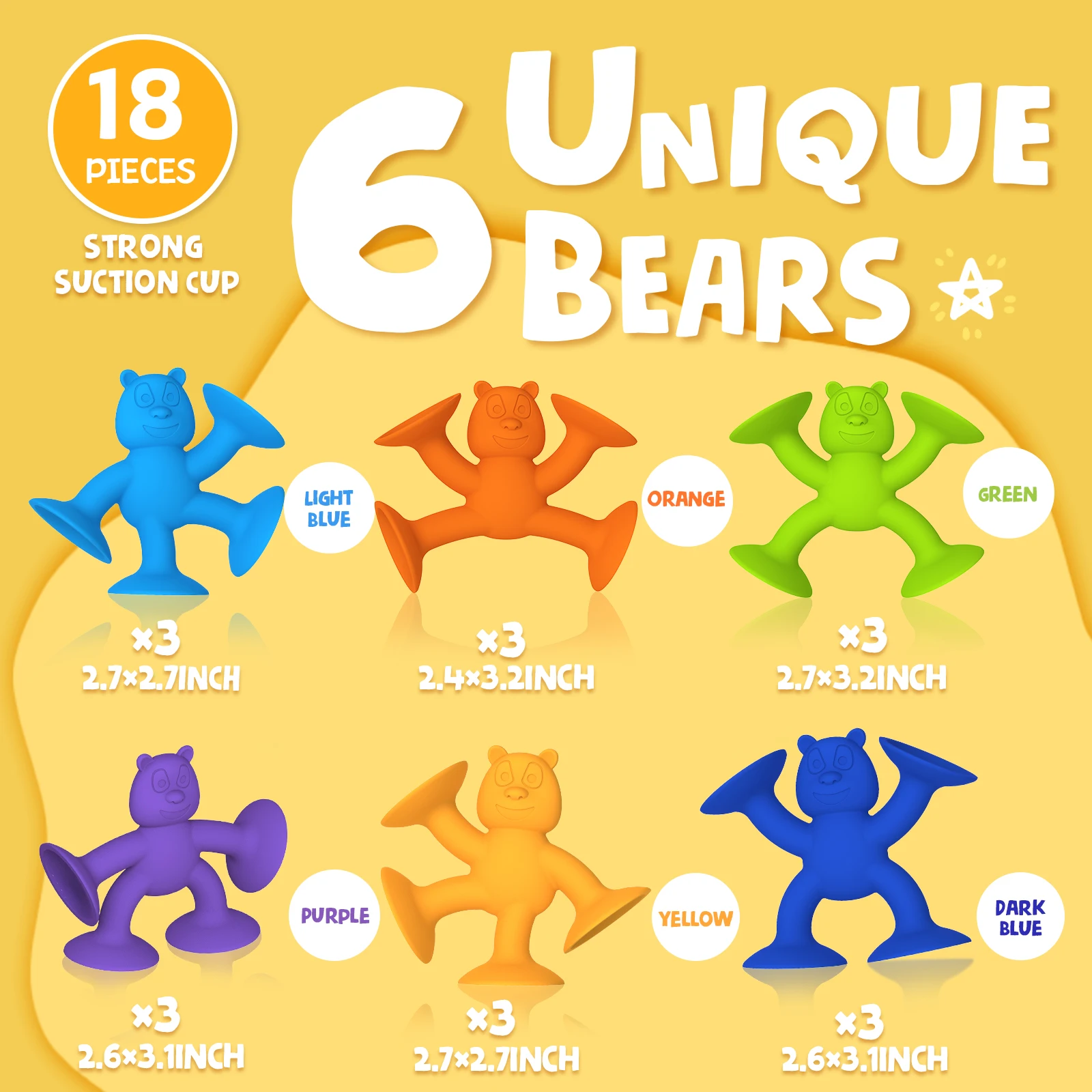 Bear Suction Bath Toys Kids Creative Connect, Build, Sensory Toy, Mold Free Bath Toys Gift for Boys and Girls 1 2 3 4 5 6+Years