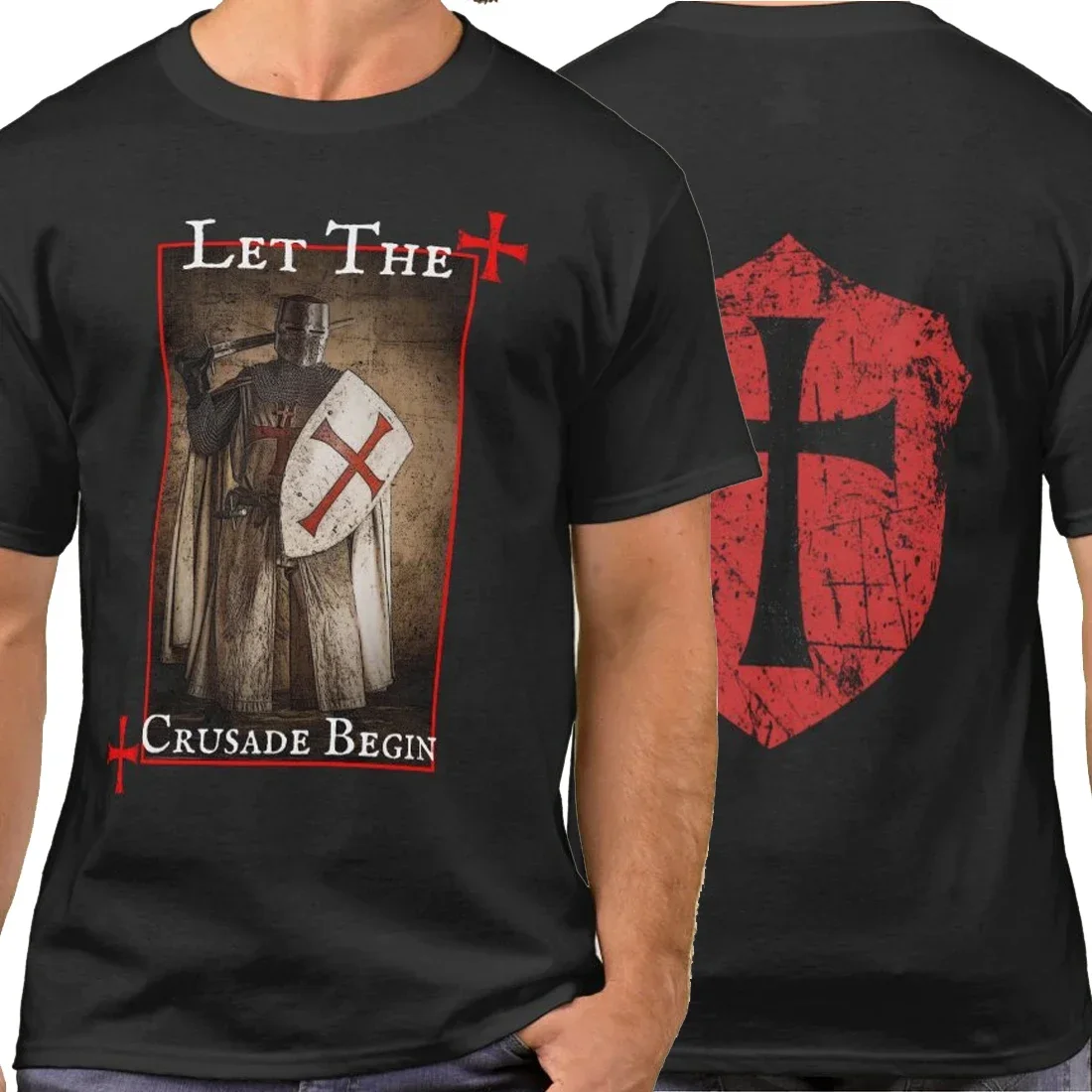 Let The Crusade Begin. Knights Templar T-Shirt 100% Cotton O-Neck Summer Short Sleeve Casual Mens T-shirt Size S-3XL