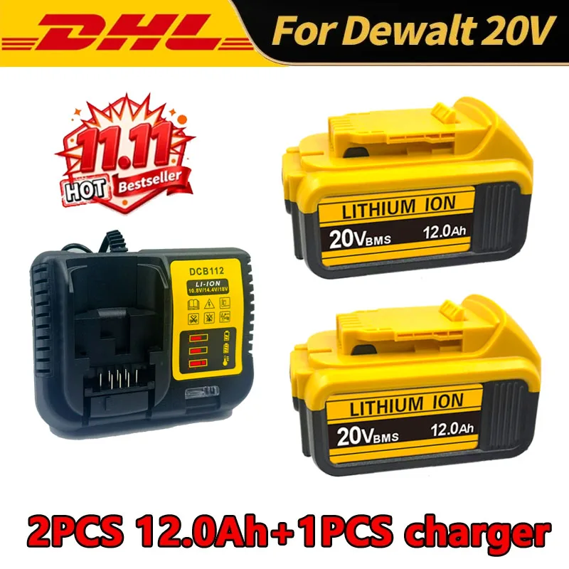 100% Original 20V 12Ah MAX Battery Power Tool Replacement For DeWalt DCB184 DCB181 DCB182 DCB200 . P