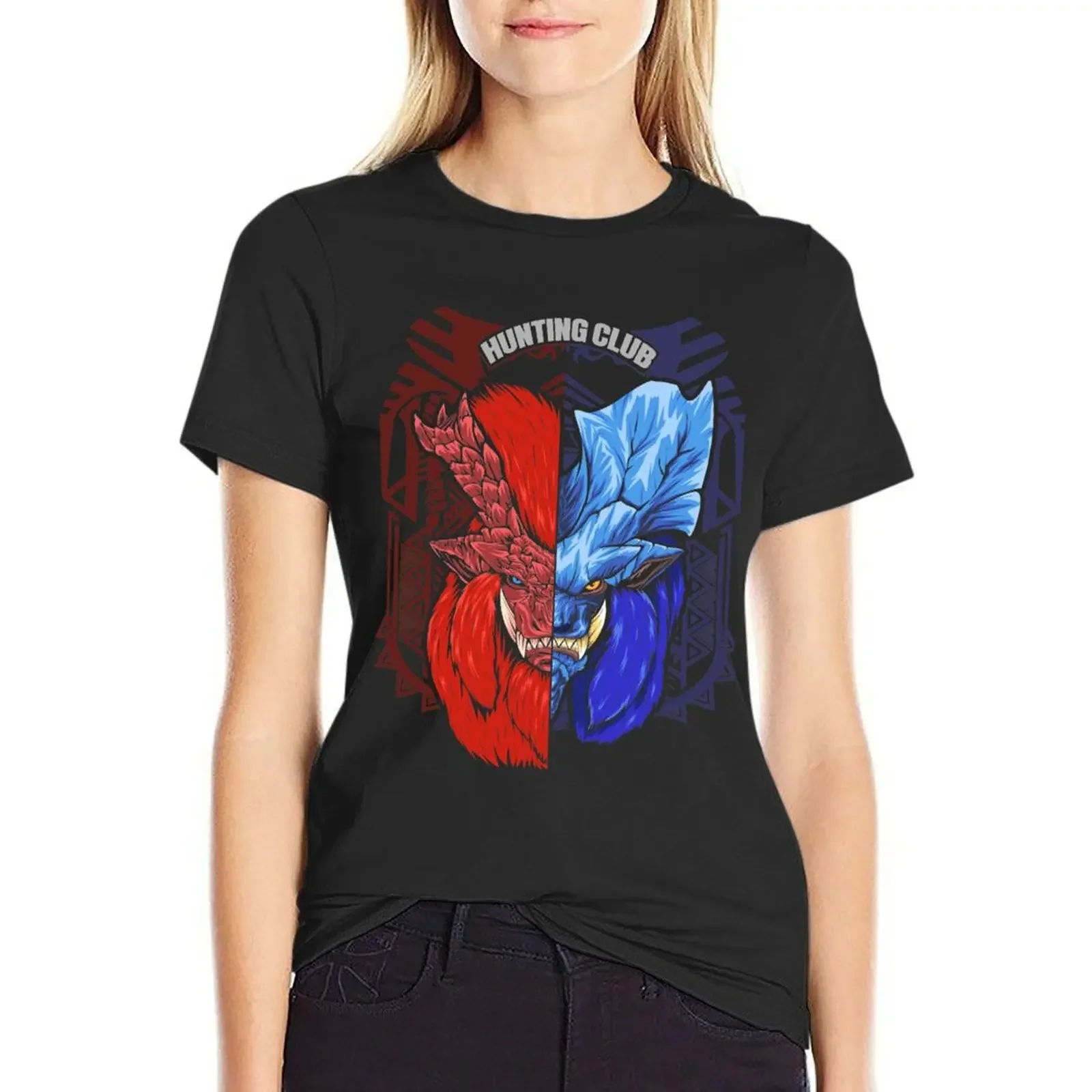 Lunastra and Teostra MHW hunting club T-Shirt aesthetic clothes female graphics Women clothing