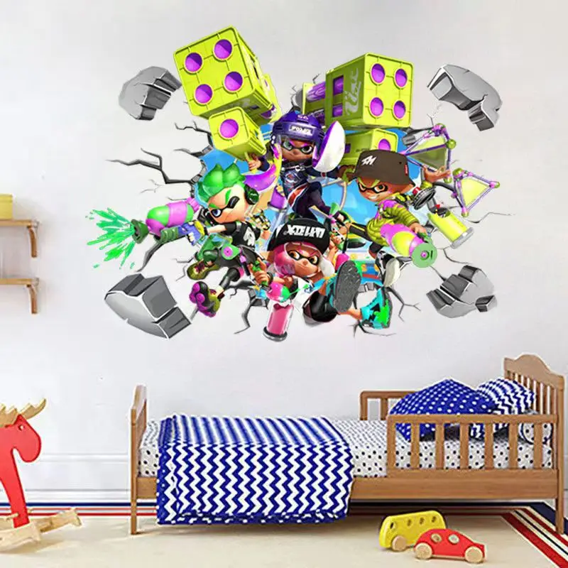 3D  new breakthrough  Splatoon  self-adhesive  removable Wall Sticker Art  Bedroom Decal Mural   Decor