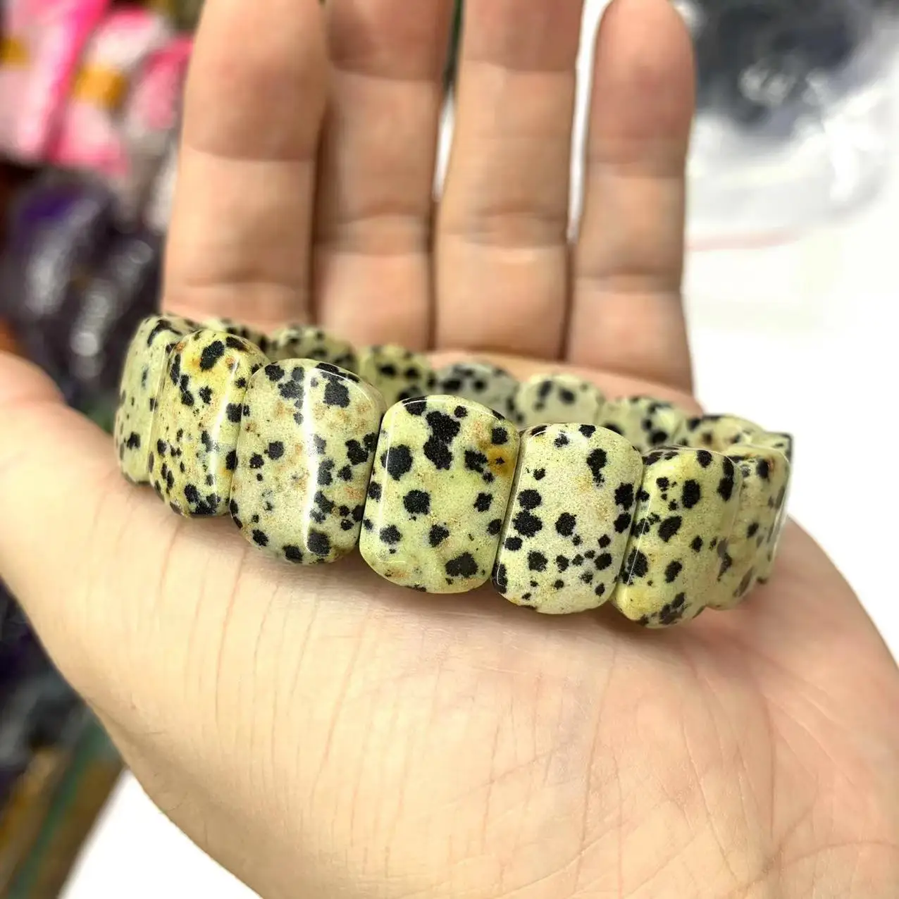 Dalmatian Jasper Stone Beads Bracelet Natural Gemstone Jewelry Bangle For Man For Woman Wholesale !