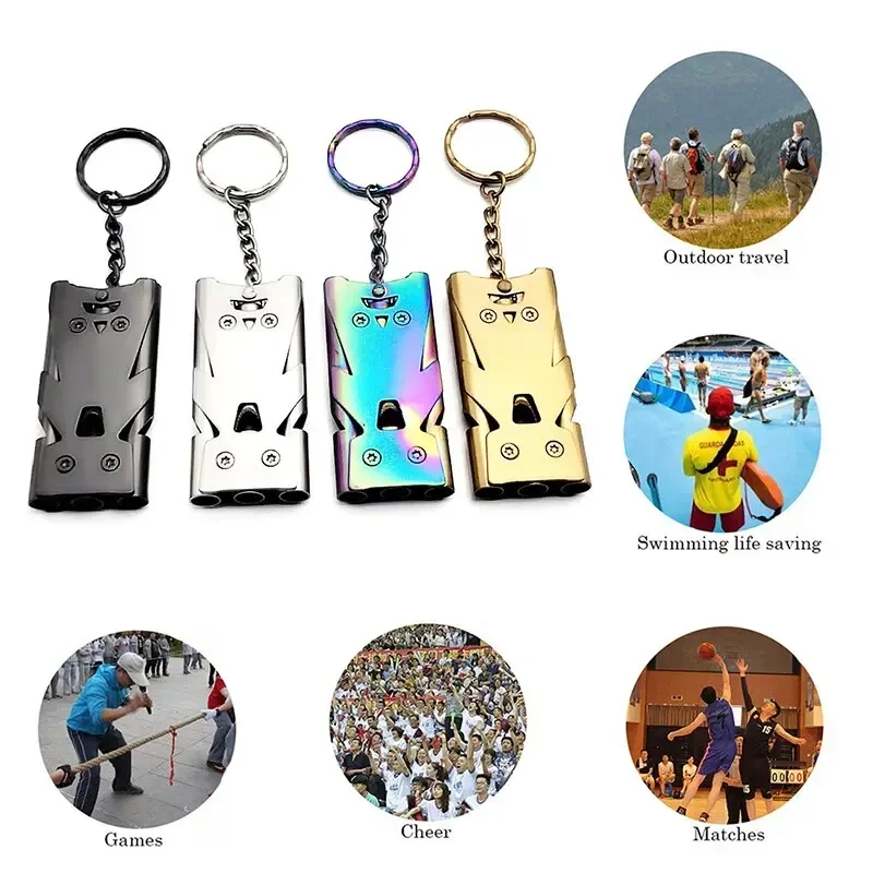 

Double Pipe Whistle Pendant Keychain High Decibel Portable Outdoor Survival Emergency Camping Tool Multifunction Whistle 1PC