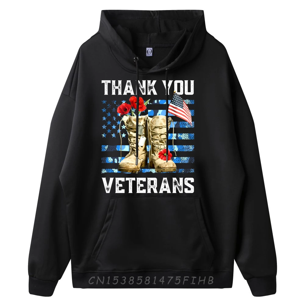 Thank You Veterans Combat Boots Poppy Flower For Veteran Day Clothing Skin-Friendly Men's Hoodie Character