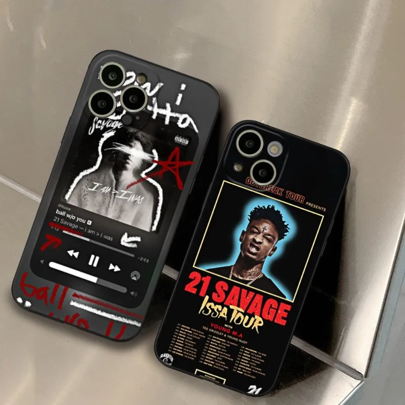 21 Savage Raper Phone Case FOR IPhone 14 13 11 12 Pro 8 7 Plus X 13 Pro MAX XR XS MINI Black Covers