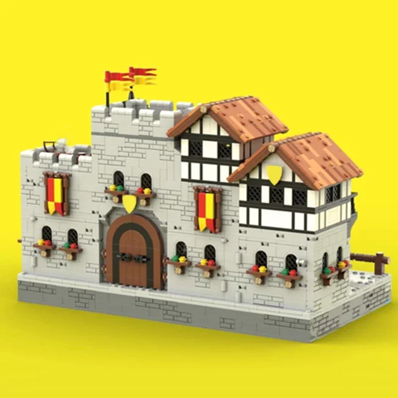 Castillo Medieval modelo Moc, ladrillos de construcción, tecnología del puerto del Caballeros León, bloques modulares, regalos, juguetes de Navidad, conjuntos DIY de montaje