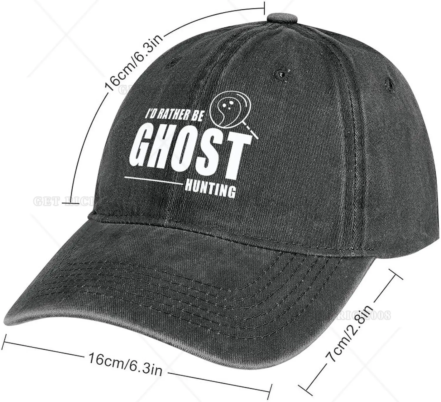 I'd Rather Be Ghost Hunting Hat Halloween Hat Adjustable Hats for Men Baseball Cap Trucker Hats Women Trendy One Size Hats