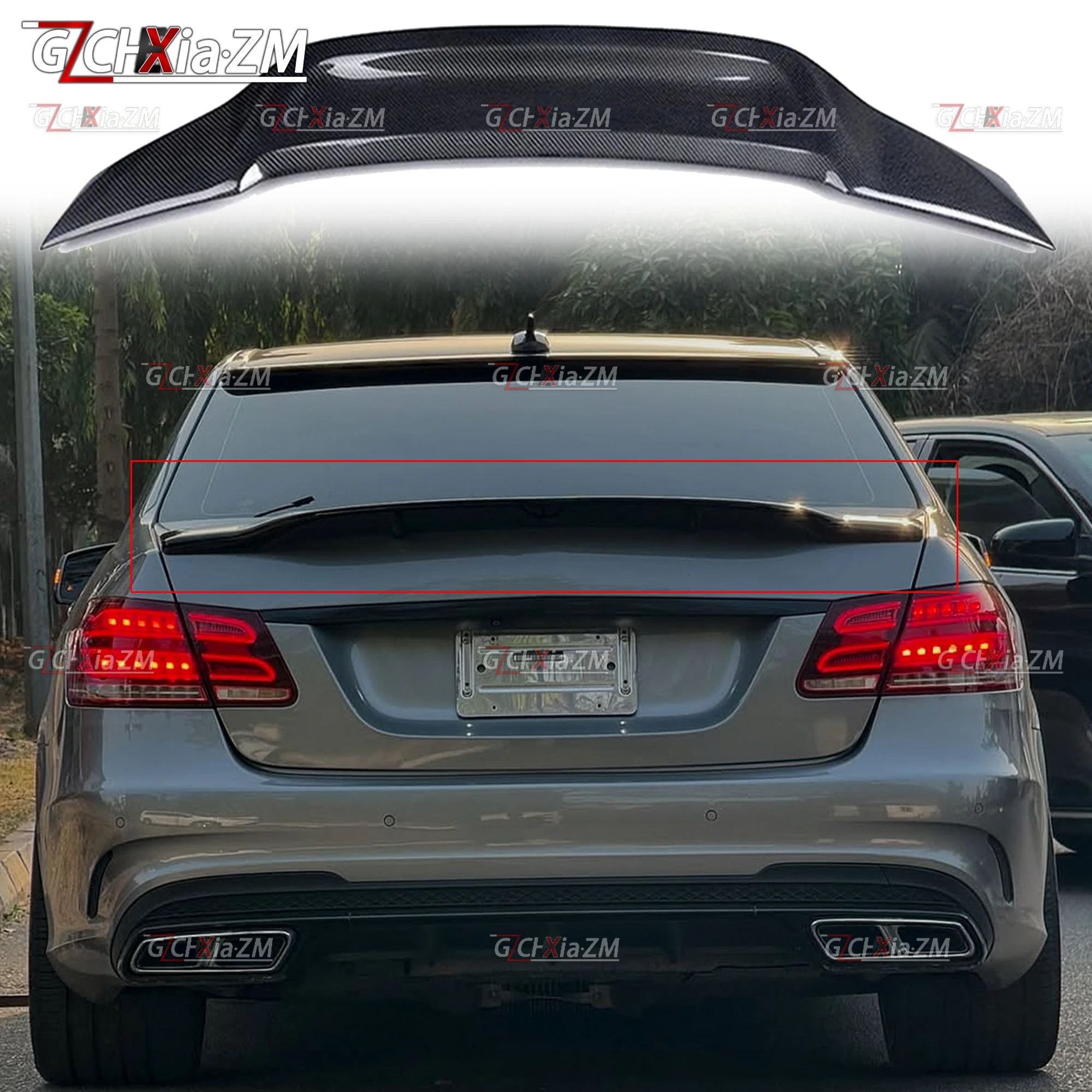 For 2009-2012 Mercedes Benz E Class W212 4Door E200 E260 E300 E350 Sedan E63 Trunk Lip Boot Cover Rear Spoiler R Styling view 4