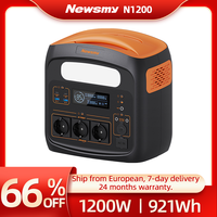 NEWSMY N1200P 1200W 230V Portable Power Station AC 1.5 Hours Quick Charge,1280Wh/921Wh LiFePO4 Battery Solar Generator Outdoor