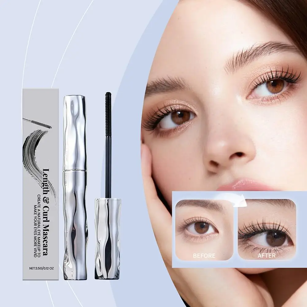1 Uds. Máscara negra de 3,5g para alargar las pestañas, larga duración, resistente al agua, voluminizadora, cepillo dorado, maquillaje, belleza, pestañas D8I4