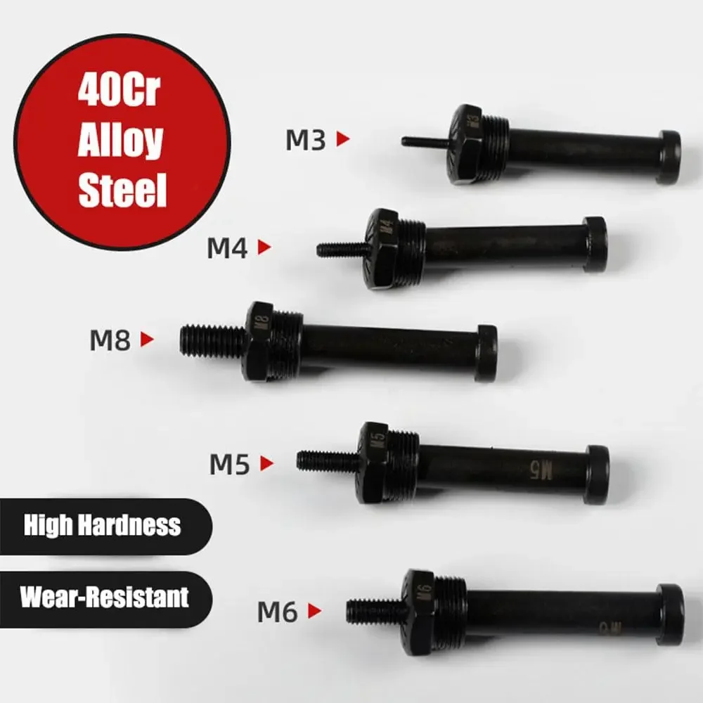 26Pcs Niet Mutter Bohrer Adapter M3 M4 M5 M6 M8 Metrische Dorn Niet Mutter Gewinde Einsatz Aluminium Bohrer befestigung Werkzeug Set