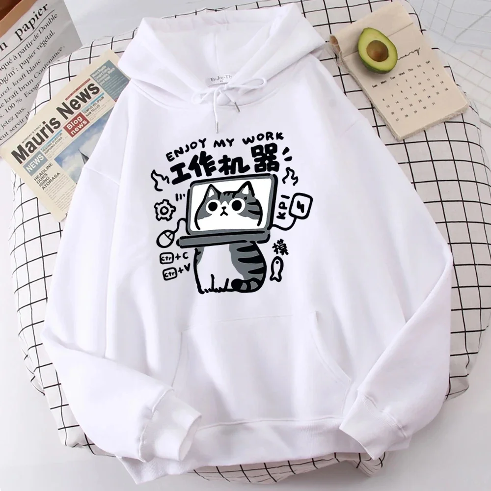 

Cartoon cat is an abstract working machine Men's comfortable sweatshirt Outdoor polo shirt for youth Popular clothing Hoody
