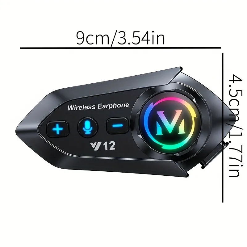 Y12 دراجة نارية خوذة سماعة ستيريو التحكم الصوتي بلوتوث سماعة الأيدي الحرة دعوة IP6 مقاوم للماء مع ضوء RGB