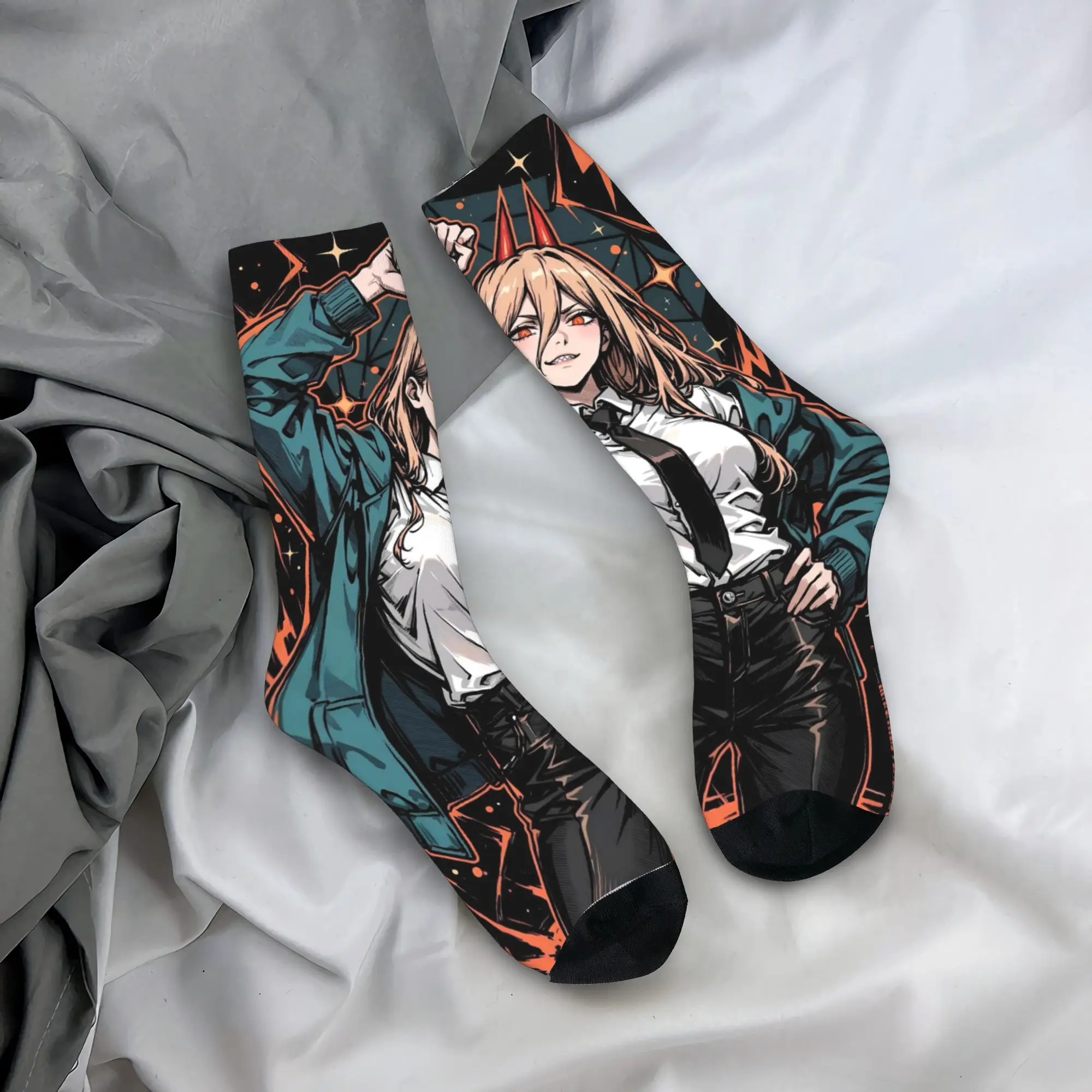Power cool manga Stockings Men Chainsaws Mans Socks Warm Soft Funny Socks Autumn Skateboard Non Slip Socks Birthday Present