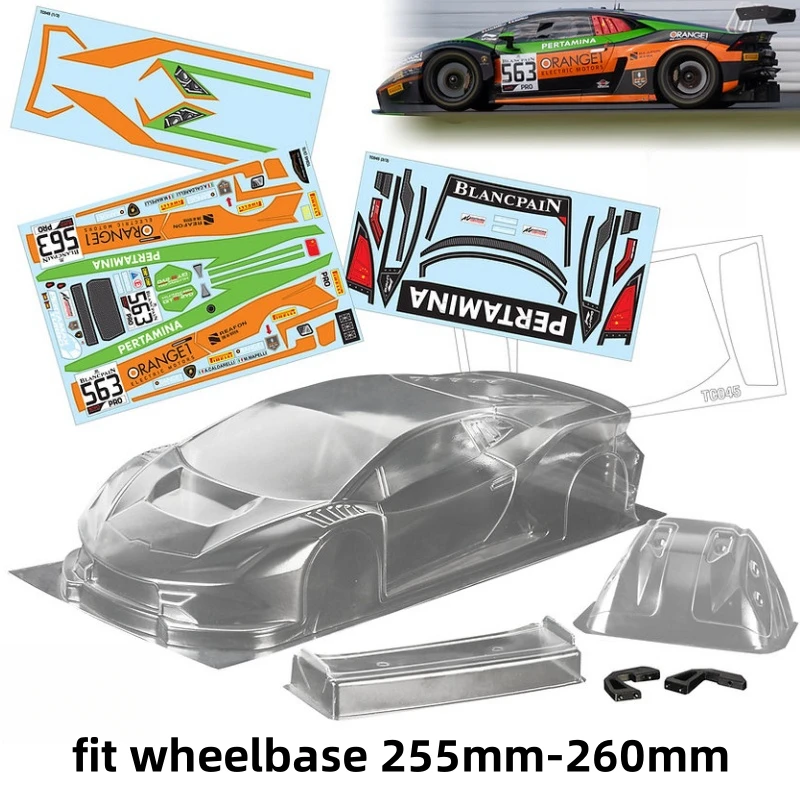 

1/10 Huracan GT бортовой корпус автомобиля, ширина 190 мм для RC Drift Car 255 мм-260 мм, колесная база Tamiya Yokomo Kyosho 3Racing hsp hpi