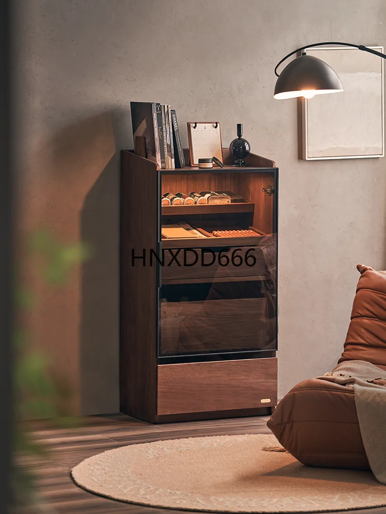 

Display Cabinet Sofa Side TV Side Cabinet Black Walnut Locker