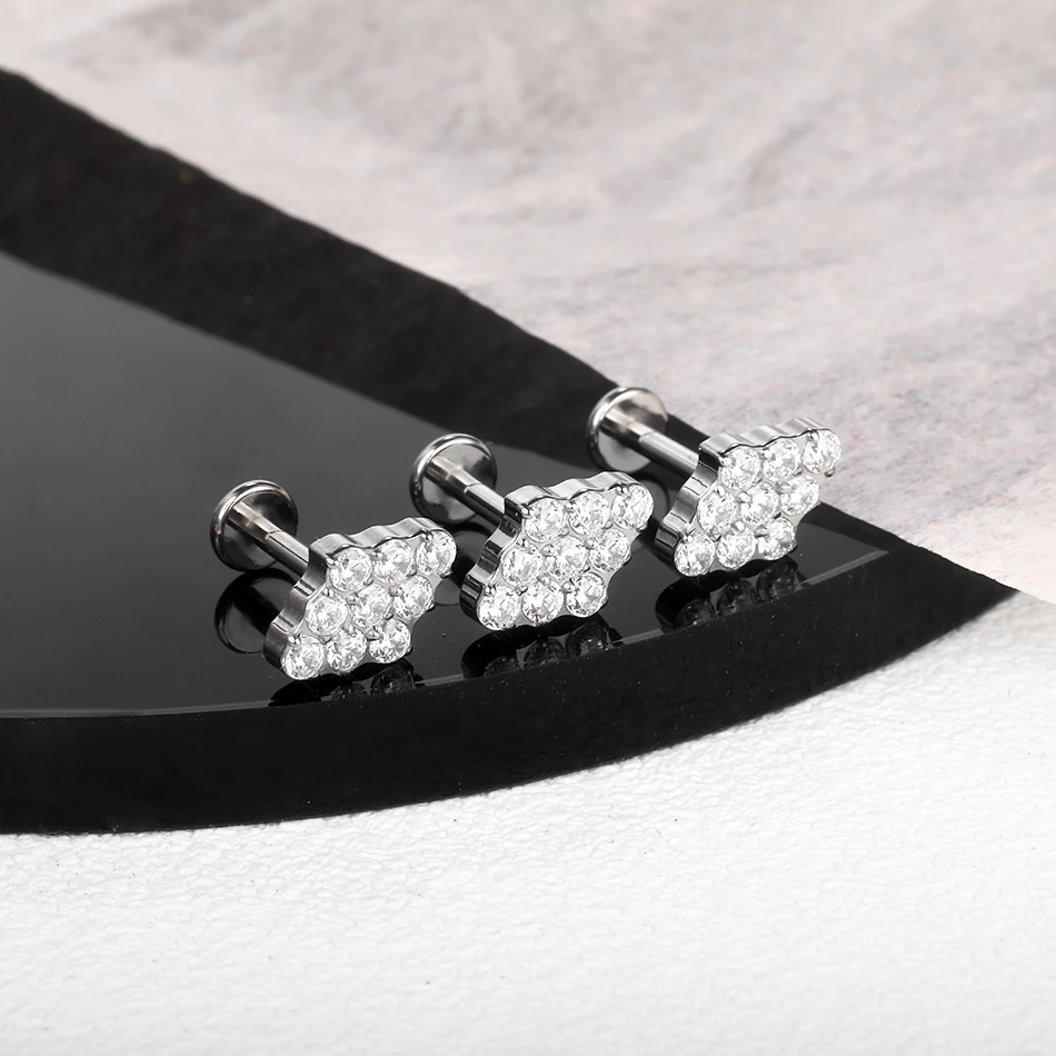 150 نمط التيتانيوم زركون وأقراط للنساء داخليا الخيوط الزنمة اللولب الأنف Labret ثقب مجوهرات للجسم