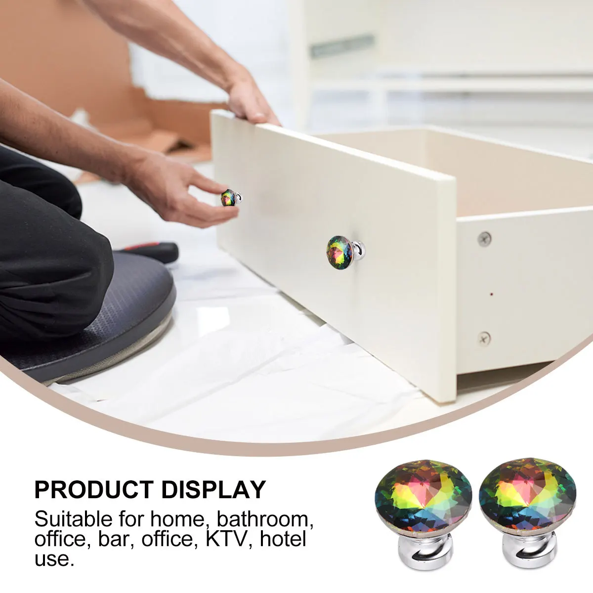 

10Pcs Zinc Alloy Drawer Pull Handles Crystal Single Hole Cabinet Door Knobs Stylish Durable Furniture Wardrobe Bathroom Office