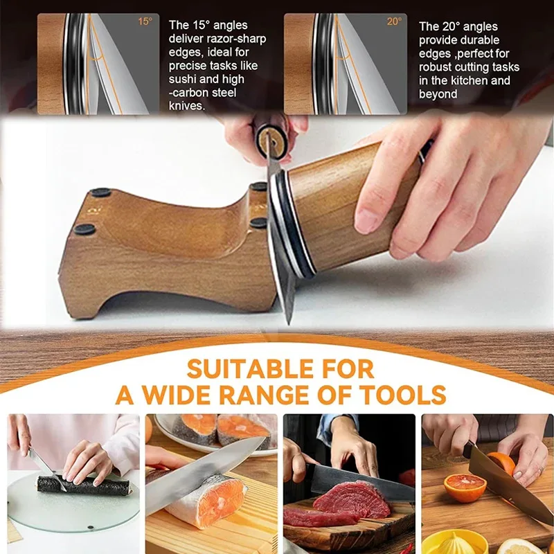 

Home Knife Sharpener with Four Angle Aluminum Alloy Diamond Grinding Disc and Multiple Particle Sizes that Can be Replaced
