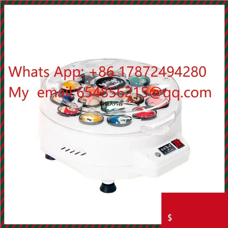 Commercial Billiard Ball Cleaning Machine Automatic Wash Polish Equipment for 16 Pool Balls