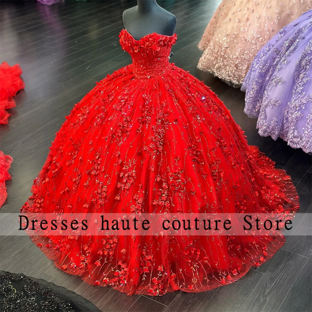 

Новое поступление, красное бальное платье, платья Quinceanera 2024 с открытыми плечами, женское милое платье 16, платья 15