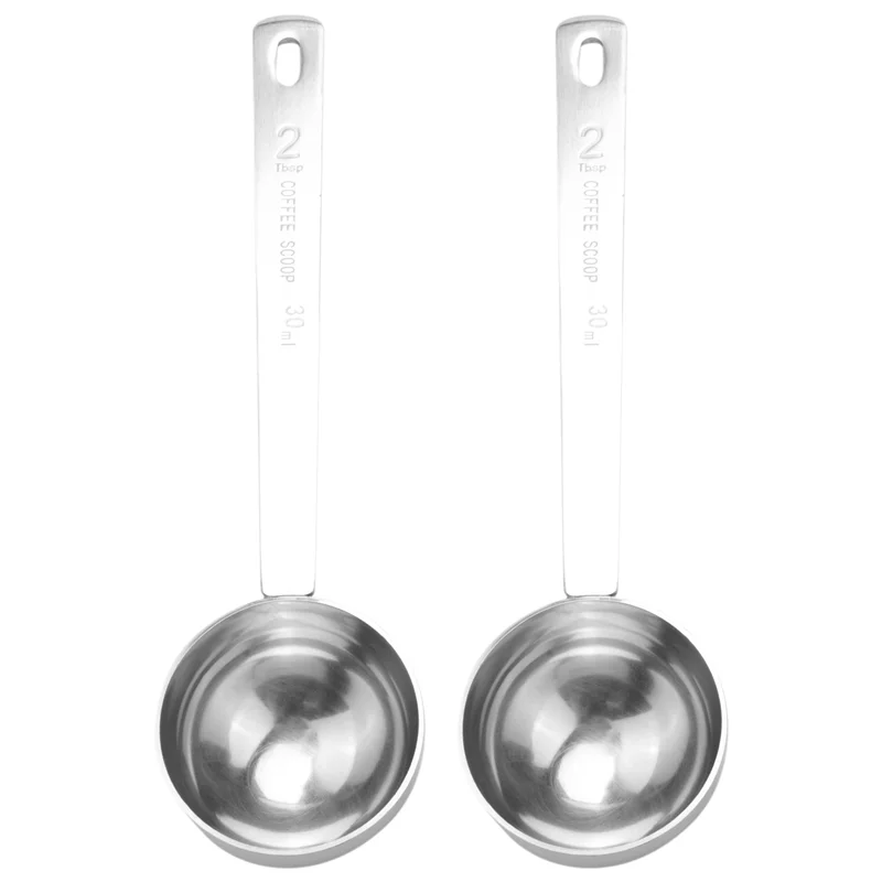ELEG-ステンレススチールコーヒースクープ、2大さじ計量スプーンコーヒースクープ、30ml金属ロングハンドルスプーンコーヒー計量スプーン