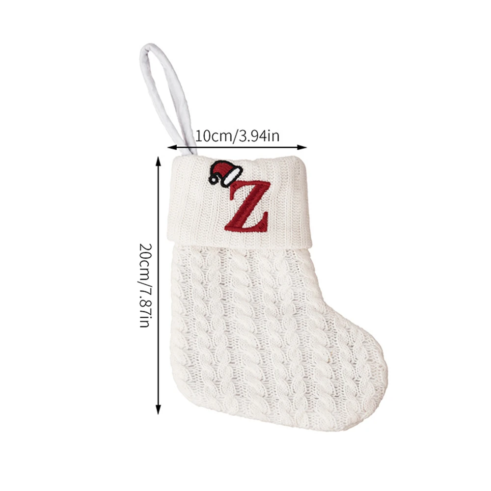 1PC A-Z Letter Hanging Christmas Stockings Knitted Socks  Christmas Tree Hanging for Family Party Decoration