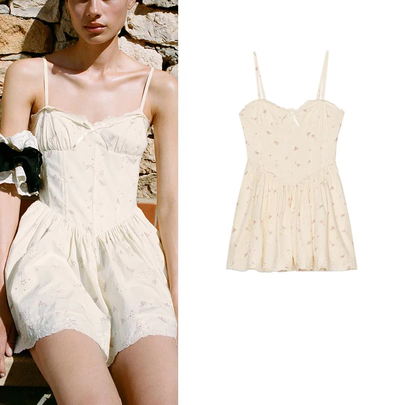 Sommer Neue Süße Sle ort Dr Gestickter Druck Seide Csole Rock Polyester Faser Hohe Taille Svel Blumenmuster