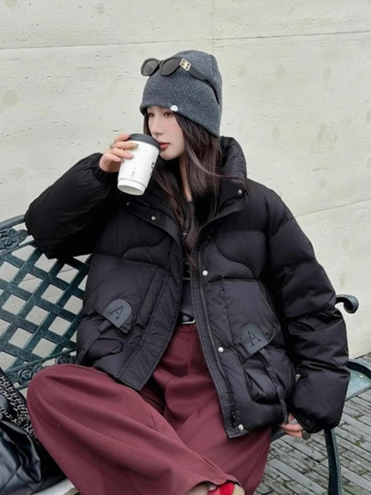 Weibliche Unten Jacke Winter Kurze Dicke Warme Lange Ärmeln Parkas Frauen Mode Lässig 90% Weiße Ente Puffer Mantel Damen Outwear