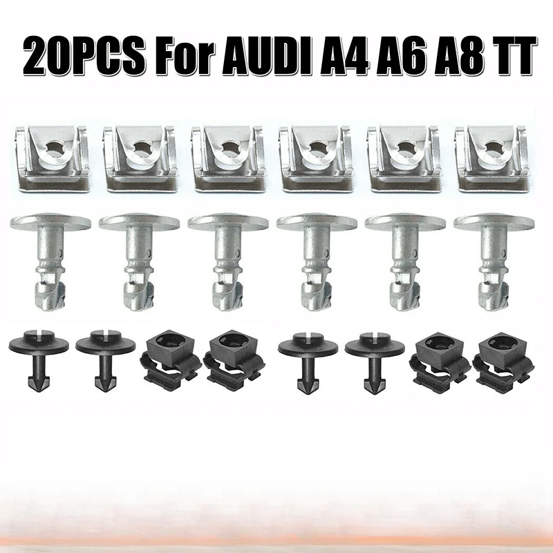 Engine engine hood screw kit, floor panel lower cover clamp accessory set, compatible with A4, A6, A8, TT