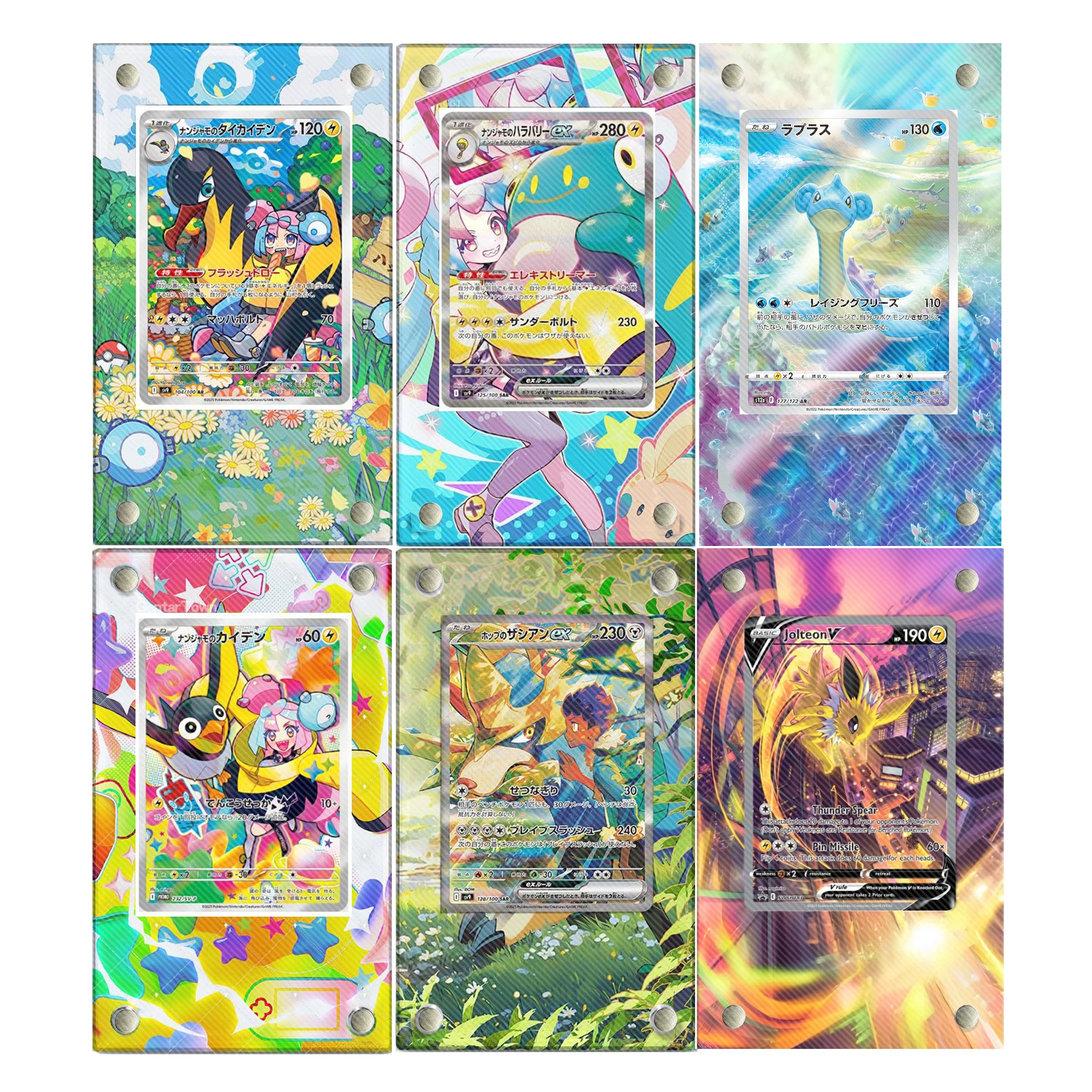 

10 Models Diy Ptcg Trainer Iono Anime Card Gift Toys Collection Card Brick Ptcg Reshiram Card Display Stand No Card Included