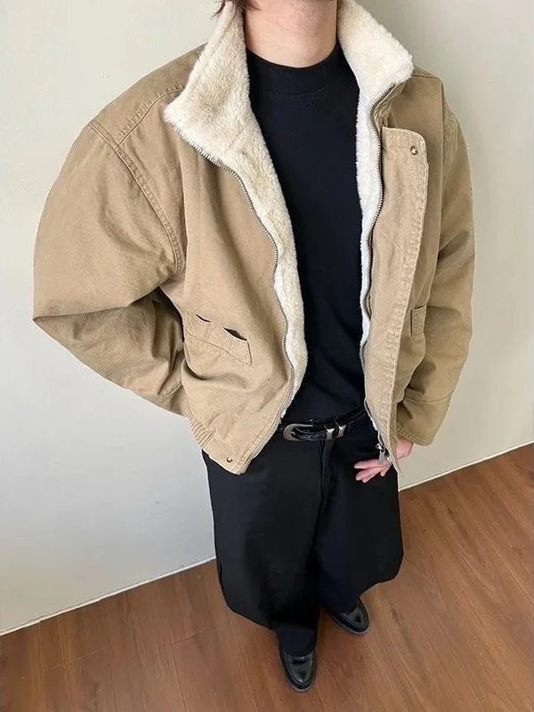 

Winter ort Pilot Cotton Jaet Men's American Sle Bomber Loose Workwear Cotton Coat Trendy Quilted Ox Fabric Polyeste...