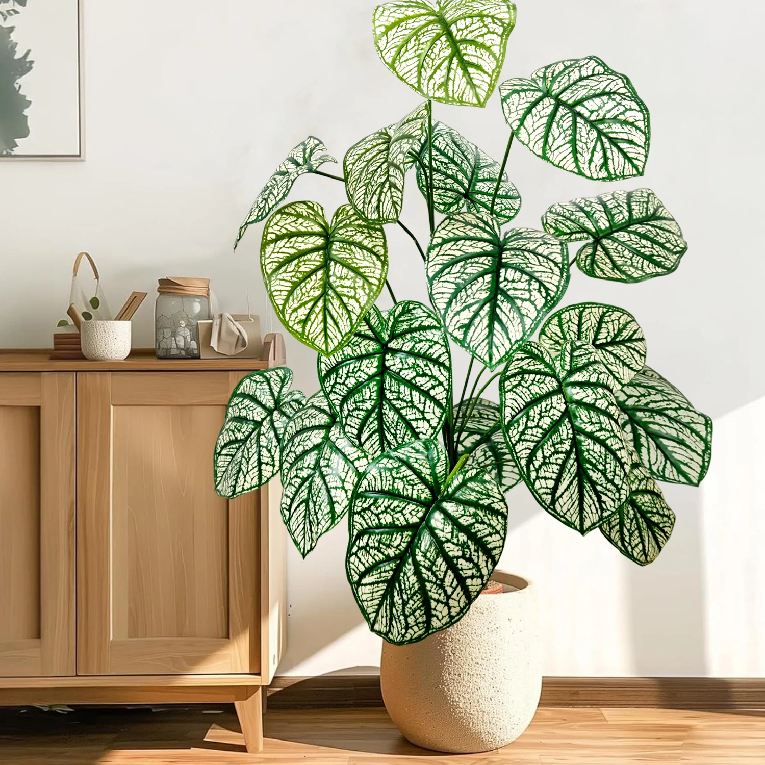 인공 Monstera deliciosa Pothos Alocasia 잎 가짜 식물 장식, 축제 홈 오피스 장식, 100 cm, 39.4 인치