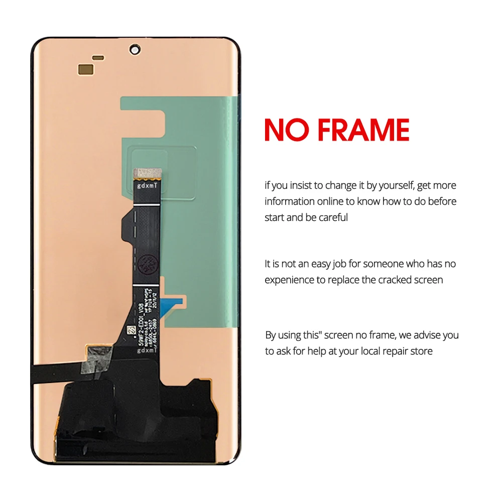 For Huawei P50 Pro LCD JAD-AL50, JAD-AL00 Display Touch Panel Screen +Frame Digitizer Assembly For Huawei P50 Pro