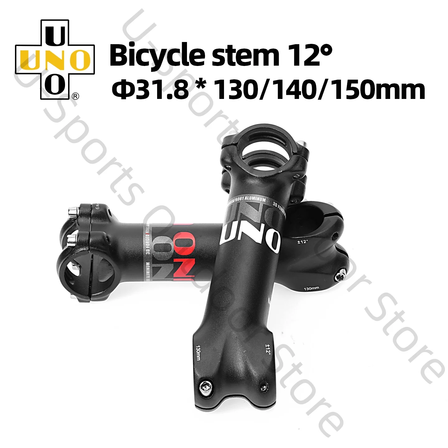 UNO Kalloy Verlängerter Rennrad-Vorbau 31,8mm 12 Grad Lang MTB Power 130/140/150mm Lenkerverlängerung Fahrrad-Lenker-Vorbau