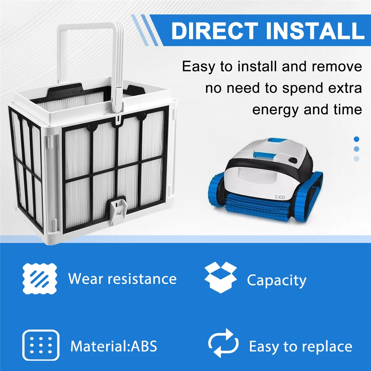 RIRI 9991458 -R1 Корзина с ультратонким фильтром для роботов-пылесосов для бассейна, Active 20, Explorer E30, M600, Proteus DX4, Triton PS