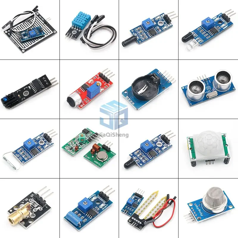16pcs/lot pi 2 3 the sensor module package HC-SR04 501 DHT11 DS3231 KY-008 Sound Rain Soil sensor for arduino kit