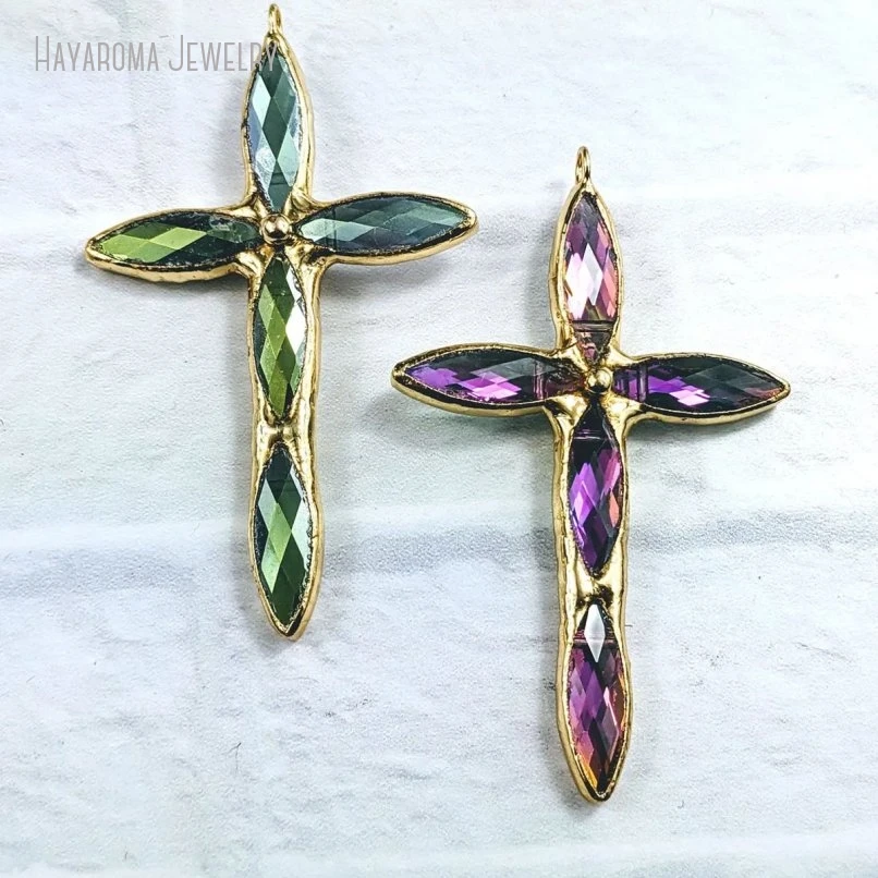 

10Pcs Gold Color Double Side Cross Pendant Whimsigoth Steampunk Boho Jewelry Supply Gift