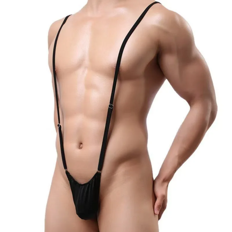 2026 New European and American Jumpsuit Thong Men's Sexy Egg Pants Men's Erotic Underwear Shoulder Strap Adjustable Underwear view 3