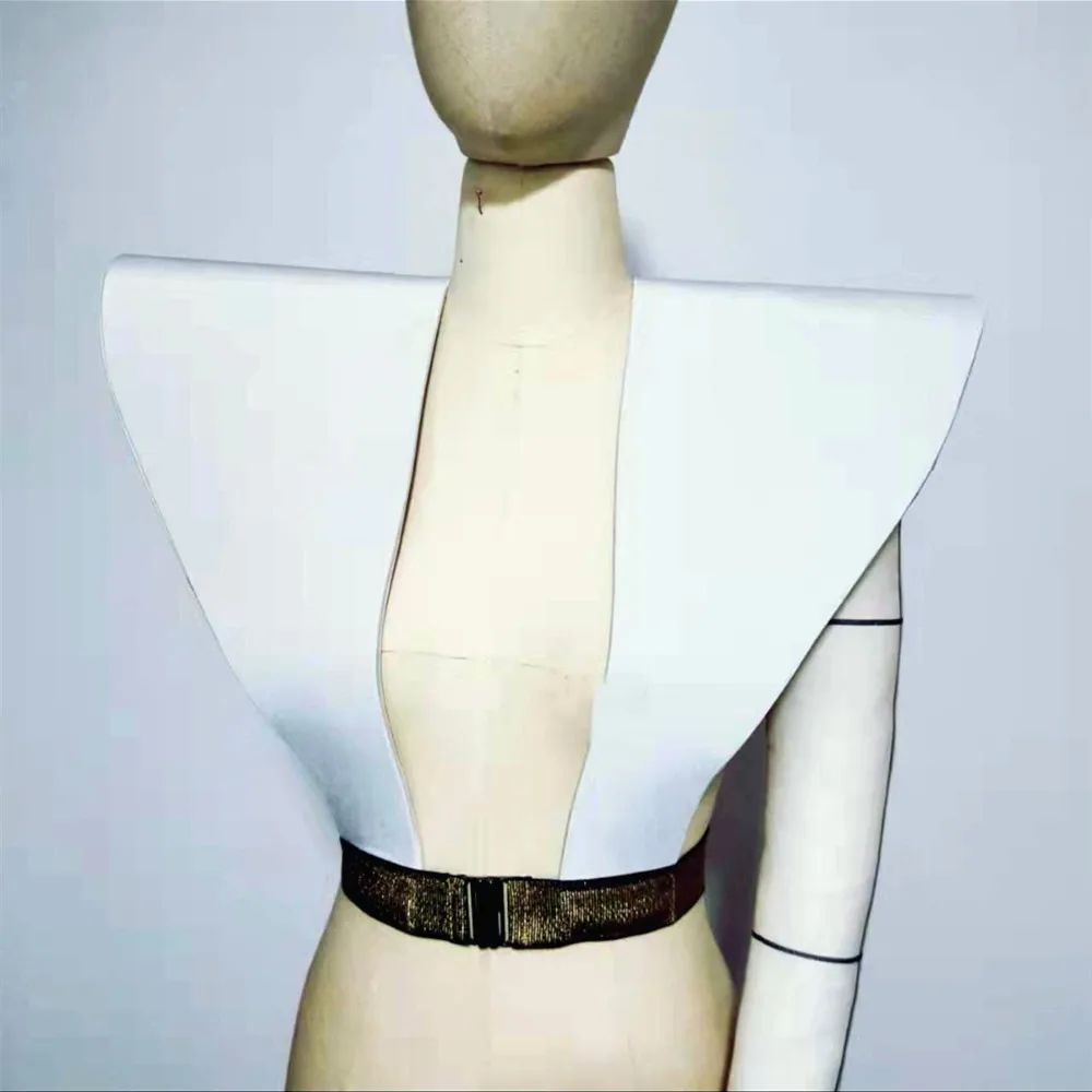 댄서 가수 블랙 화이트 아머 숄더 베스트 무대 공연 액세서리 장식 유니섹스 파티 쇼 나이트클럽 댄스 의상