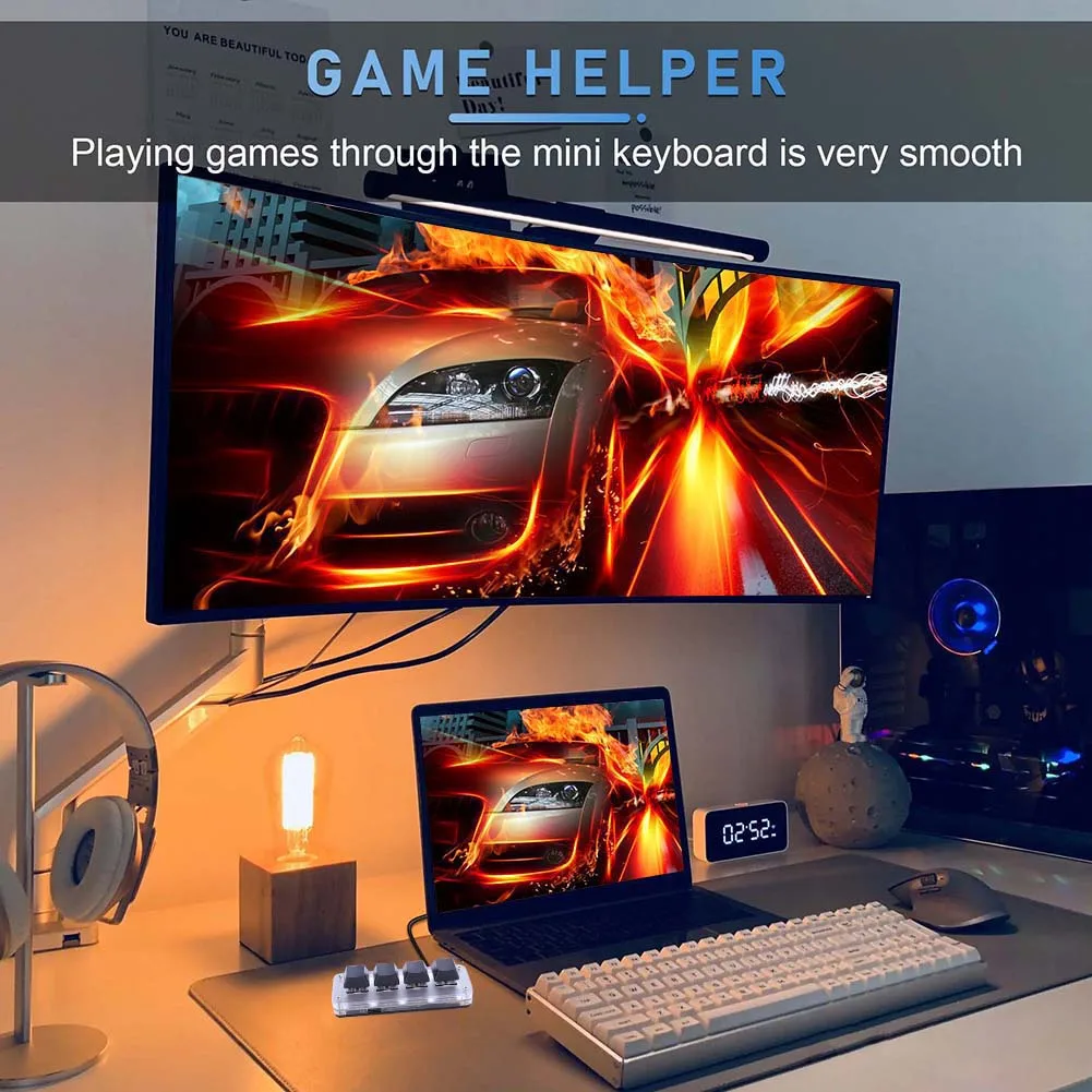 Programmable Macro Knob Keyboard 3 Keys RGB Backlit Mechanical Mini Keyboard for Gaming Office and Media Control