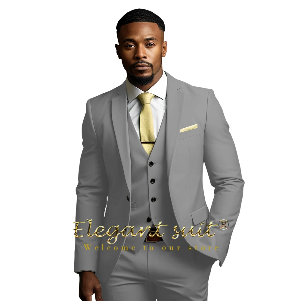 Men\'s formal suit 3 piece suit (jacket + vest + trousers) elegant wedding fashion party custom notch lapel 2 button suit