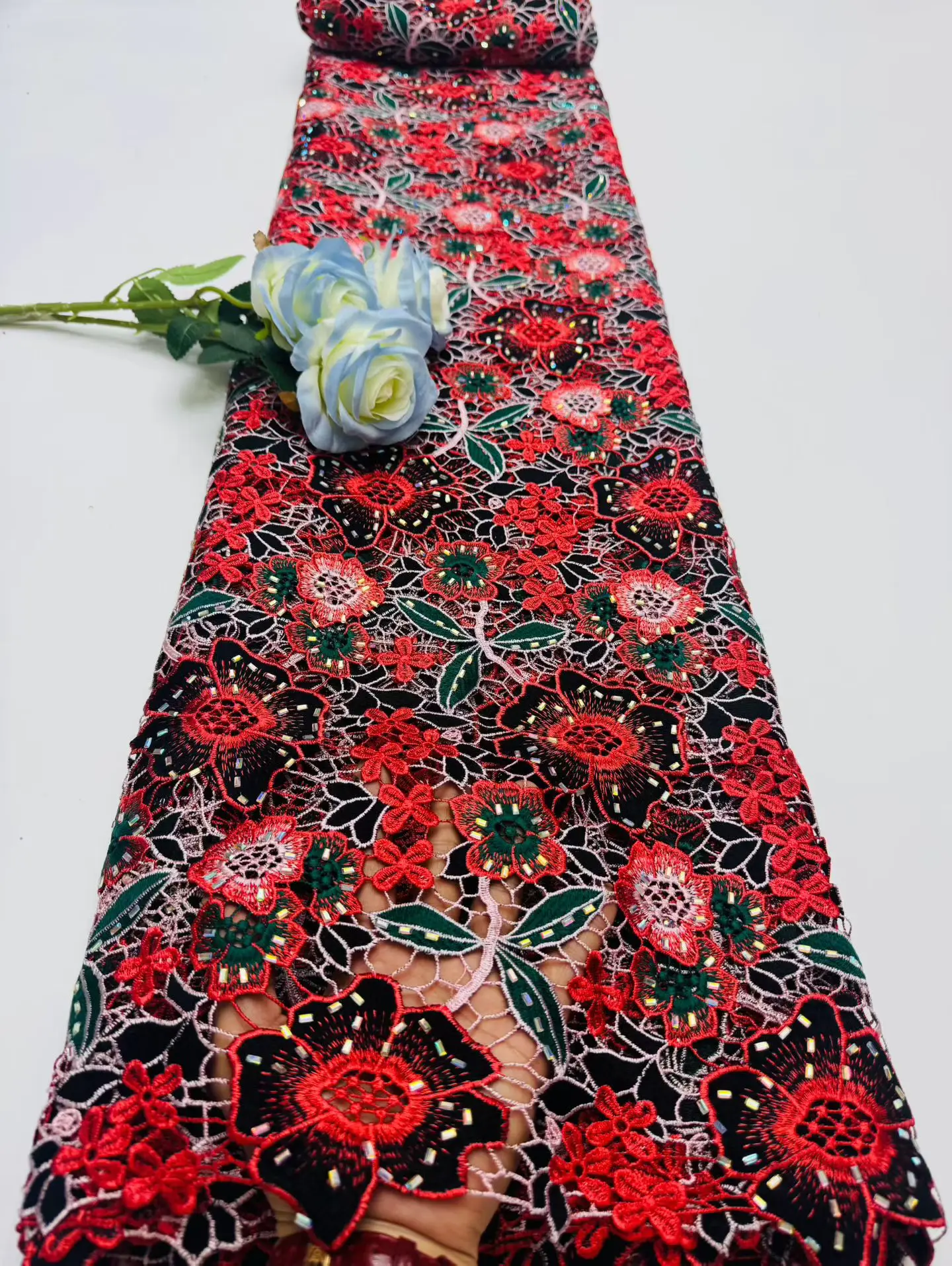 

Luxury African Lace Fabric 2026 High Quality Lace Stone Embroidery Chiffon French Lace For Nigerian Wedding Dress 5 Yard Hm239-1