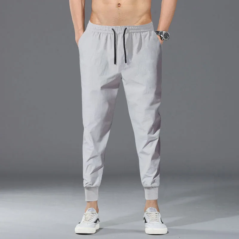 MRMT 2024 Brand New Pure Color Pants With Small Feet, Men's Korean Version Of Ice Silk Casual Pants Pants For Male Trawers