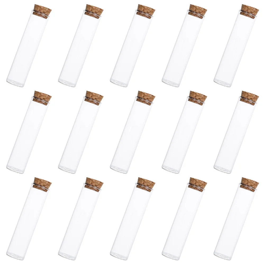 15Pcs Glass Bottles with Cork Transparent Test Tubes Clear Votive Drift Storage Bottles Multi Functional Display Wishing